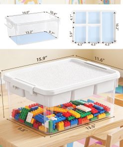 Alternative view of Citylife 17 QT Plastic Storage Box with Building Baseplate Lid and Removable Tray Craft Organizers and Storage Clear Storage Container for Organizing Bead. Tool. Sewing