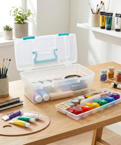 Alternative view of ArtBin 6937AG Essentials Lift-Out Tray Box. Portable Art & Craft Organizer with Handle and Tray. Clear/Aqua